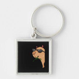 Capybara Älskare Women Capybara Gift Manar Capybar Fyrkantig Silverfärgad Nyckelring