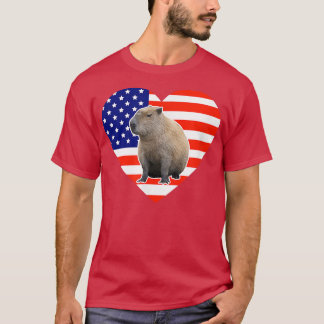 Capybara American Flagga T Shirt