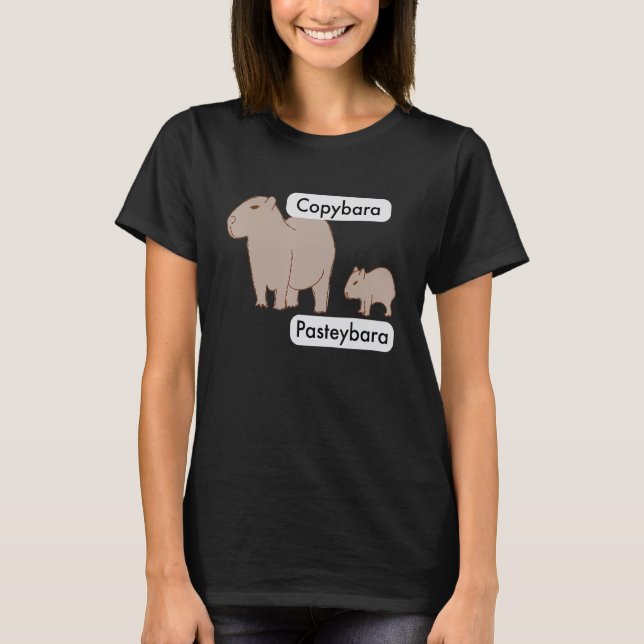 Capybara and Baby Capybara Pup  Copy Paste Pun T Shirt (Framsida)