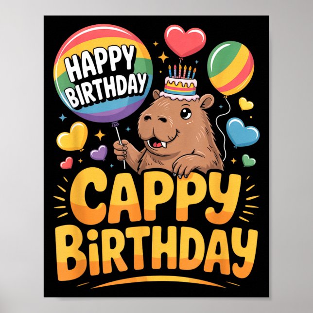 Capybara Animal Lover Fun Cappy Birthday Party Sup Poster (Framsidan)