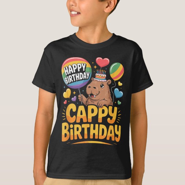 Capybara Animal Lover Fun Cappy Birthday Party Sup T Shirt (Framsida)