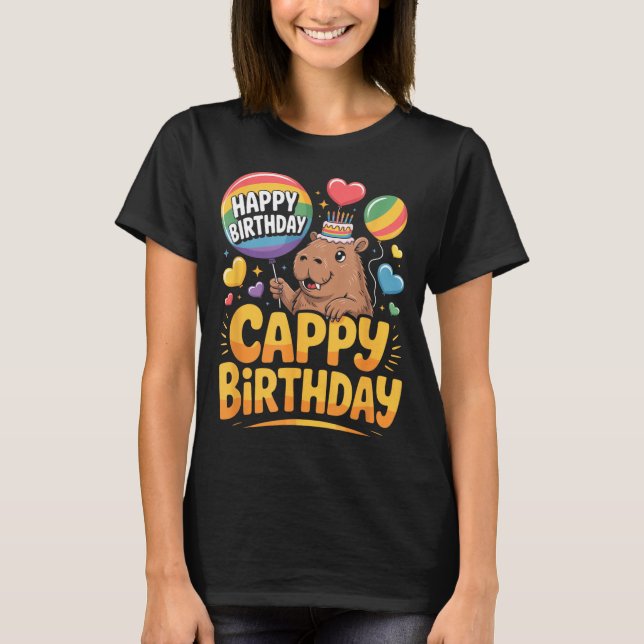 Capybara Animal Lover Fun Cappy Birthday Party Sup T Shirt (Framsida)
