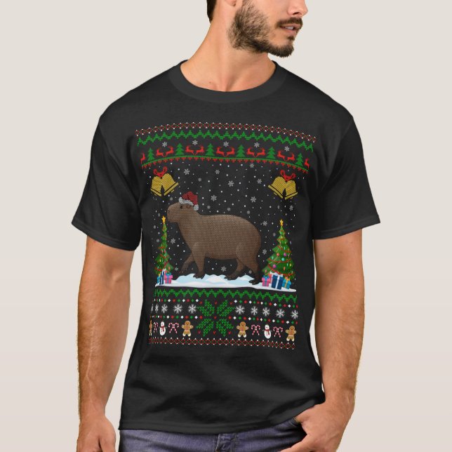 Capybara Animal Lover Julafton Gift Ugly Capybara  T Shirt (Framsida)