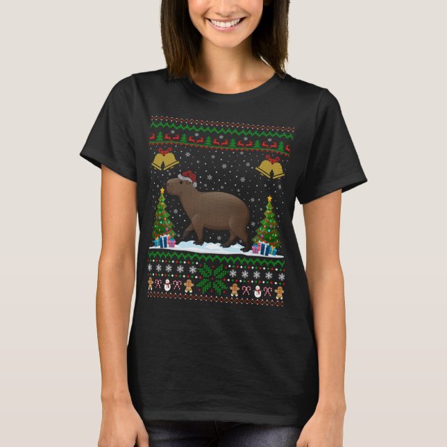 Capybara Animal Lover Julafton Gift Ugly Capybara  T Shirt (Framsida)