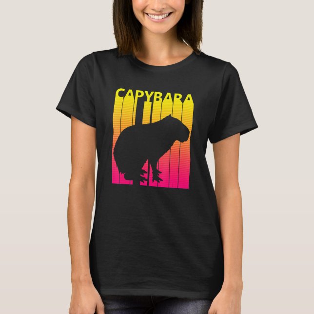 Capybara Animal Retro Costume T Shirt (Framsida)