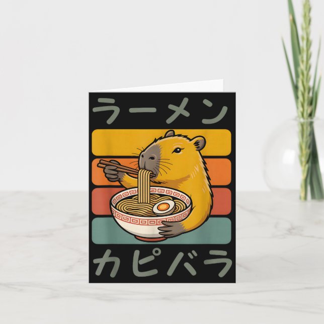 Capybara Anime Grafisk Ramen Kawaii Japansk Vinta Kort (Framsida)