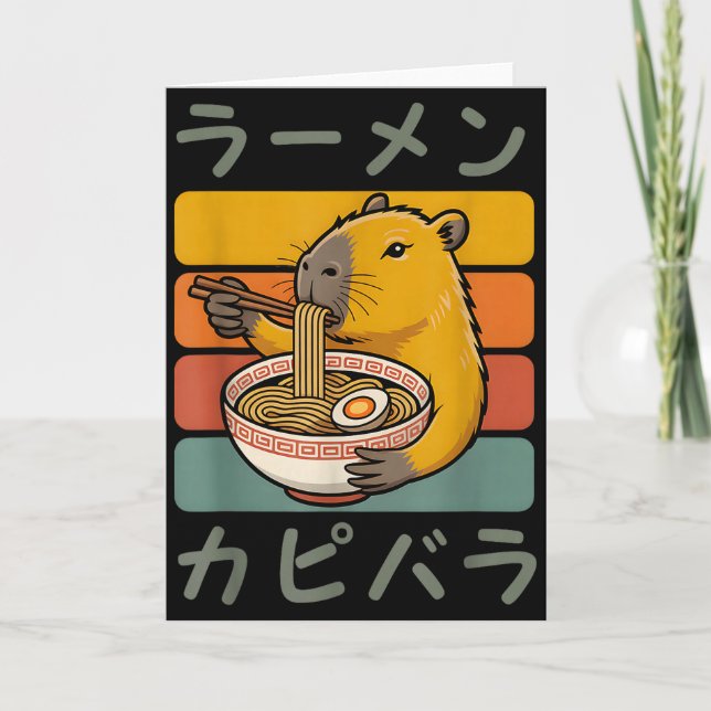 Capybara Anime Grafisk Ramen Kawaii Japansk Vinta Kort (Framsida)