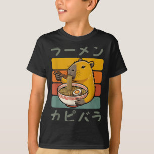 Capybara Anime Grafisk Ramen Kawaii Japansk Vinta T Shirt