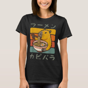 Capybara Anime Grafisk Ramen Kawaii Japansk Vinta T Shirt