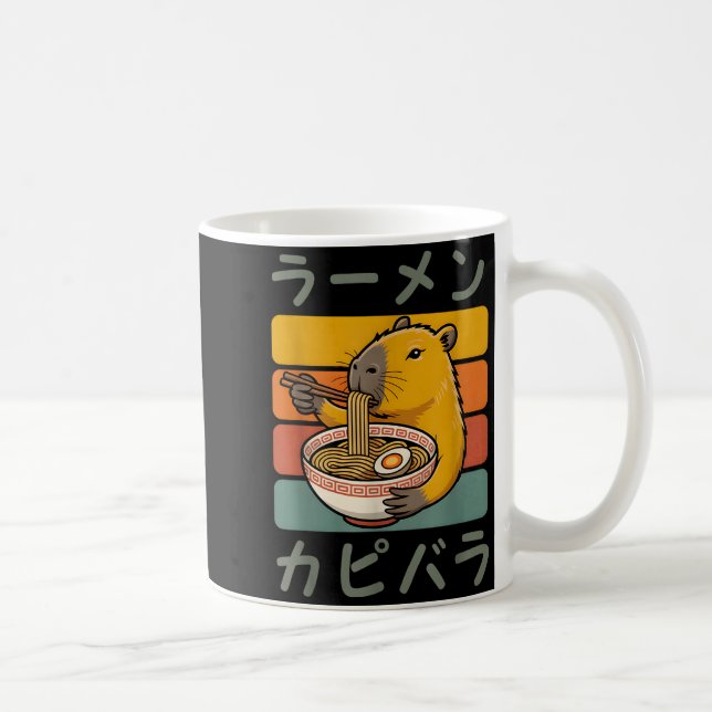 Capybara Anime Graphic Ramen Kawaii Japanese Vinta Kaffemugg (Höger)