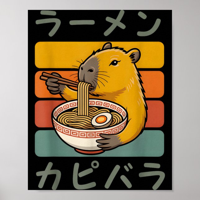 Capybara Anime Graphic Ramen Kawaii Japanese Vinta Poster (Framsidan)