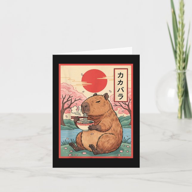 Capybara Anime Graphic Ramen Kawaii Japansk Vinta Kort (Framsida)