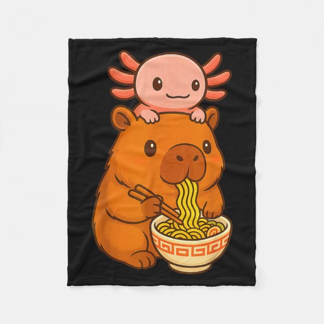 Capybara Anime Ramen Axolotl Funny Graphic Kawaii  Fleecefilt (Framsidan)