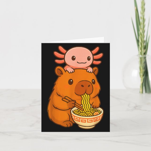 Capybara Anime Ramen Axolotl Funny Graphic Kawaii  Kort (Framsida)