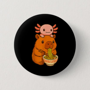 Capybara Anime Ramen Axolotl Rolig Grafisk Kawaii  Knapp