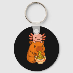Capybara Anime Ramen Axolotl Rolig Grafisk Kawaii Nyckelring