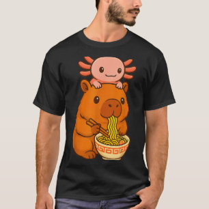 Capybara Anime Ramen Axolotl Rolig Grafisk Kawaii T Shirt