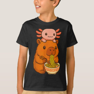 Capybara Anime Ramen Axolotl Rolig Grafisk Kawaii T Shirt