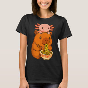 Capybara Anime Ramen Axolotl Rolig Grafisk Kawaii  T Shirt