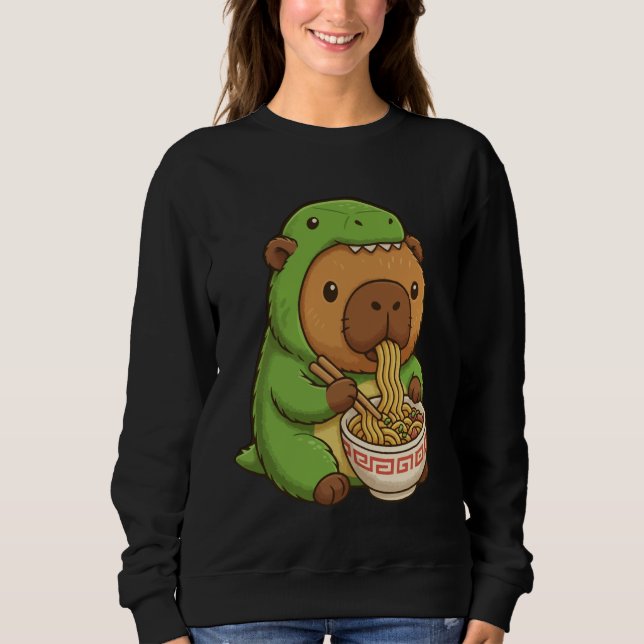 Capybara Anime Rament T-REX Funny Graphic Kawaii C T Shirt (Framsida)