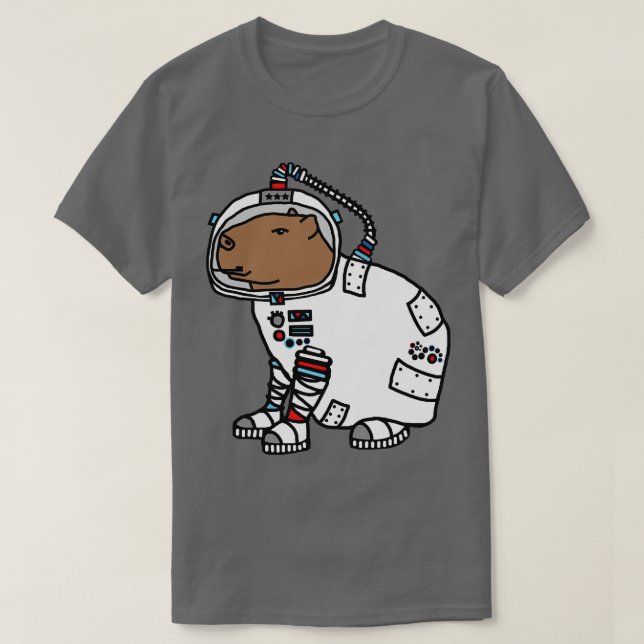 Capybara Astronaut Funny Animals i rymden T Shirt (Design framsida)