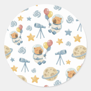 Capybara Astronaut Mönster Sticker Runt Klistermärke