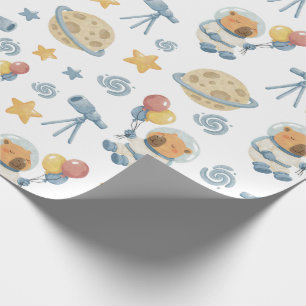 Capybara Astronaut Mönster - Wrapping Papper Roll Presentpapper