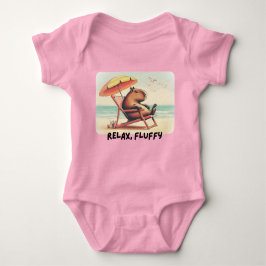 Capybara at beach says: Relax, Fluffy T Shirt