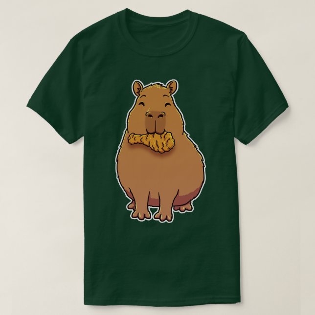 Capybara äter Fried Chicken T Shirt (Design framsida)