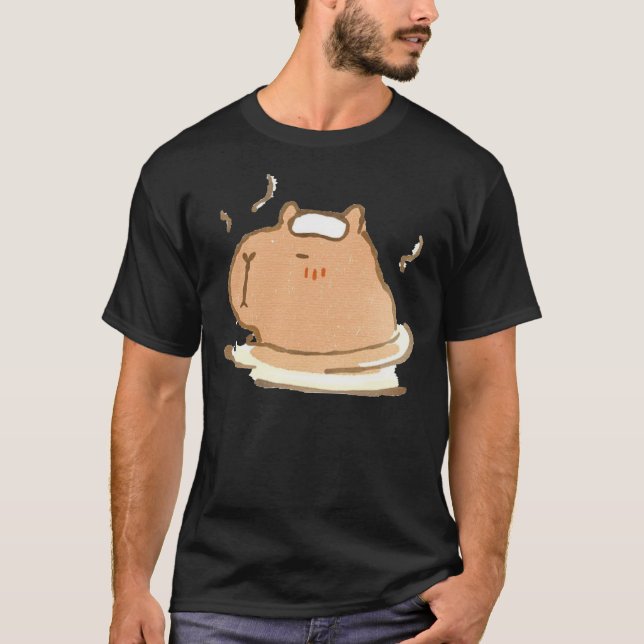 Capybara-avslappning i en hett vår-fästare t shirt (Framsida)