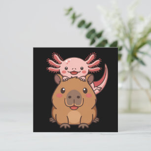 Capybara Axolotl Kawaii Djurälskare Zoo Dag Inbjudningar