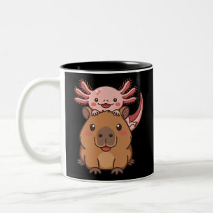Capybara Axolotl Kawaii Djurälskare Zoo Dag Två-Tonad Mugg