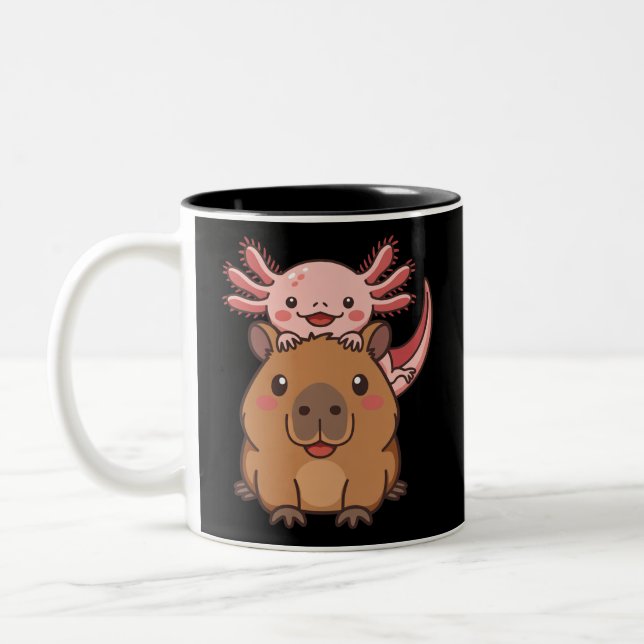 Capybara Axolotl Kawaii Djurälskare Zoo Dag Två-Tonad Mugg (Vänster)
