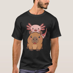 Capybara Axolotl Kawaii Djurfantast Zoo Dag T Shirt