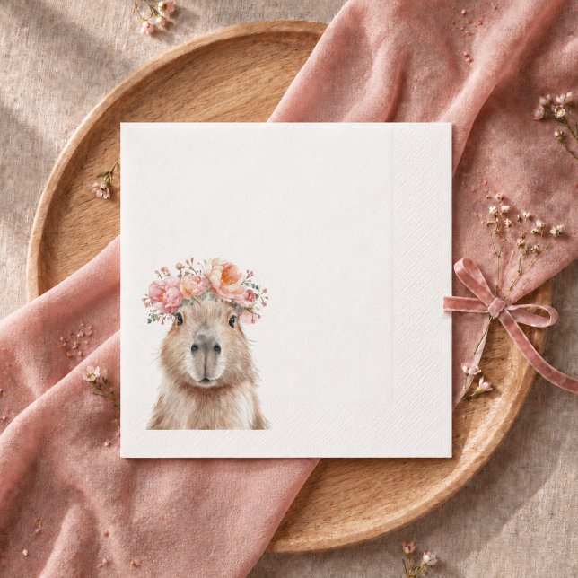 Capybara Baby Shower • Boho style Napkin Pappersservett (Capybara Baby Shower Boho style Napkin)