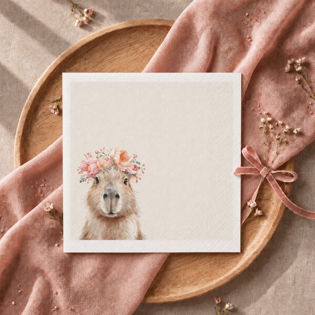 Capybara Baby Shower • Boho style Napkin Pappersservett (Capybara napkin)
