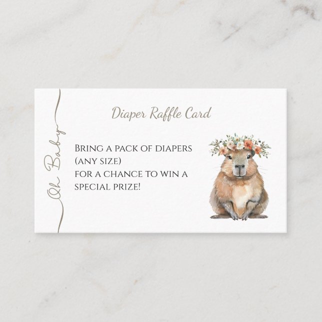 Capybara Baby Shower • Diaper Raffle Card Visitkort (Framsida)