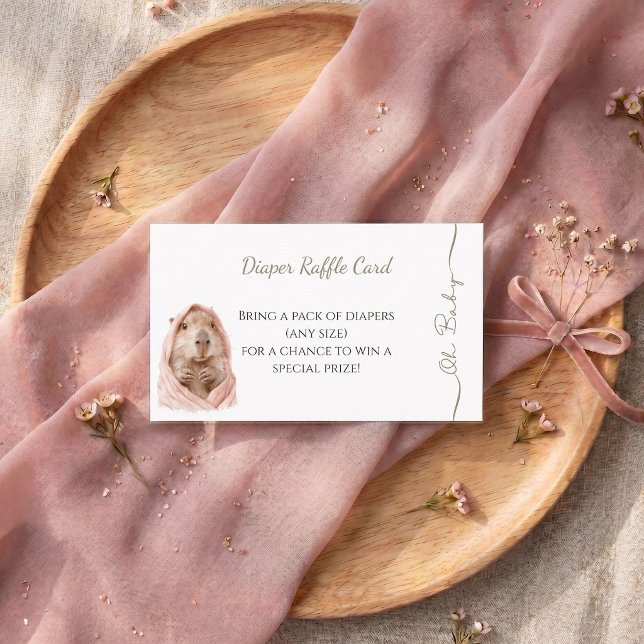 Capybara Baby Shower • Diaper Raffle Card Visitkort (Capybara Baby Shower Diaper Raffle Card)