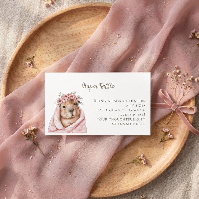 Capybara Baby Shower • Diaper Raffle Card Visitkort (Capybara Diaper Raffle enclosure card for babyshower)