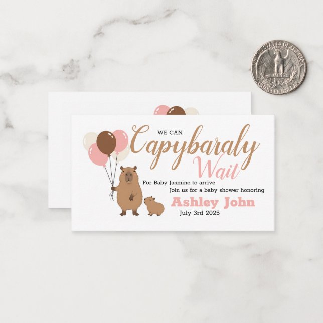 Capybara Baby Shower Honoring-inbjudan | kort (Fram/Back In Situ)