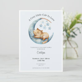 Capybara Baby Shower Invitation Cozy Moon Cub Inbjudningar