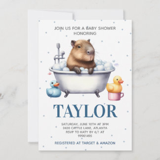 Capybara Baby shower Invitation Inbjudningar