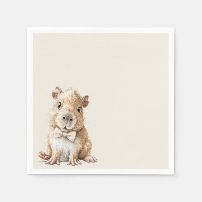 Capybara Baby Shower Napkin • Girl Edition Pappersservett (Framsidan)