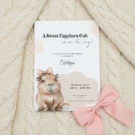 Capybara Baby Shower • Pink Bow Theme Inbjudningar
