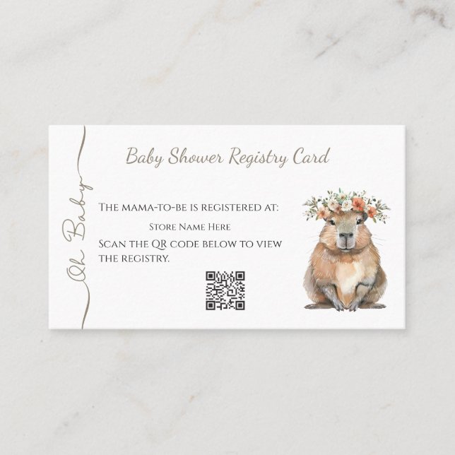 Capybara Baby Shower • Registry Card Visitkort (Framsida)
