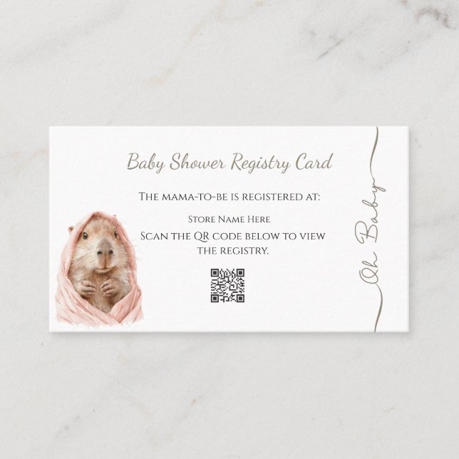 Capybara Baby Shower • Registry Card Visitkort (Framsida)