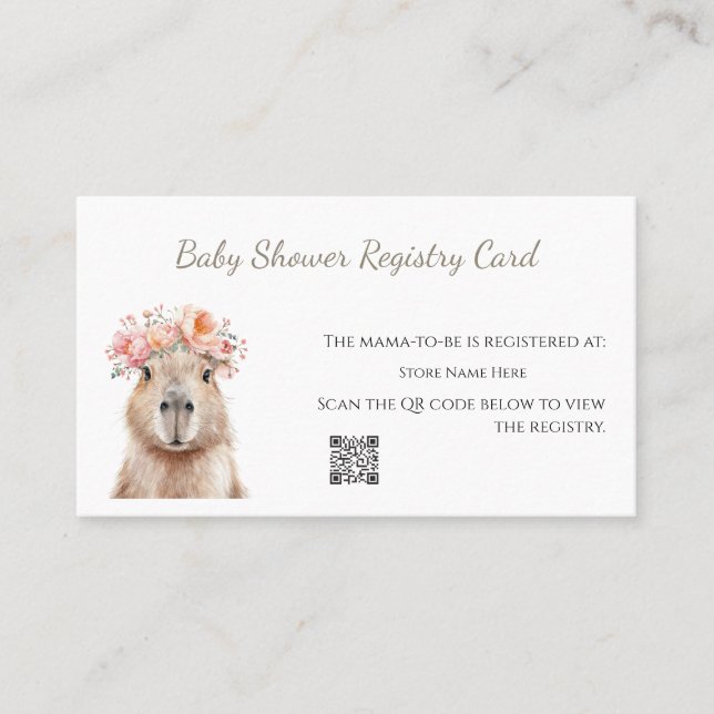 Capybara Baby Shower • Registry Card Visitkort (Framsida)