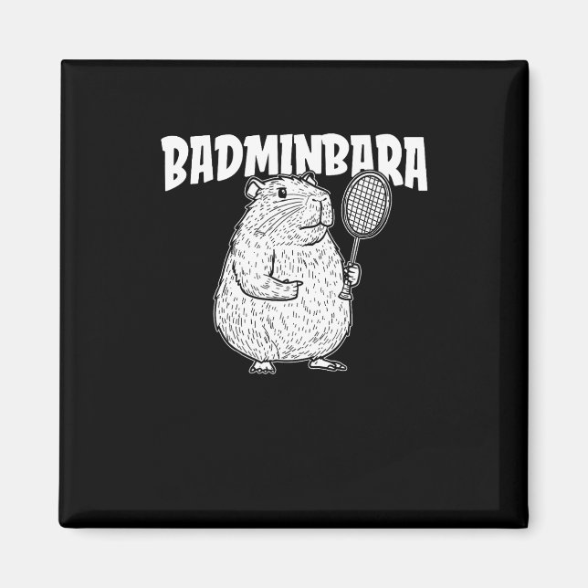 Capybara Badminton Shuttle - Player Racket Badminb Magnet (Framsidan)
