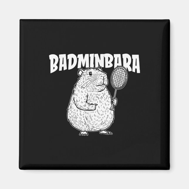 Capybara Badminton Shuttle - Player Racket Badminb Magnet (Framsidan)