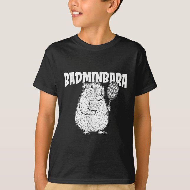 Capybara Badminton Shuttle - Player Racket Badminb T Shirt (Framsida)